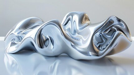 Wall Mural - 3d render of abstract art with surreal 3d organic ball in curve wavy smooth and soft bio forms in ma