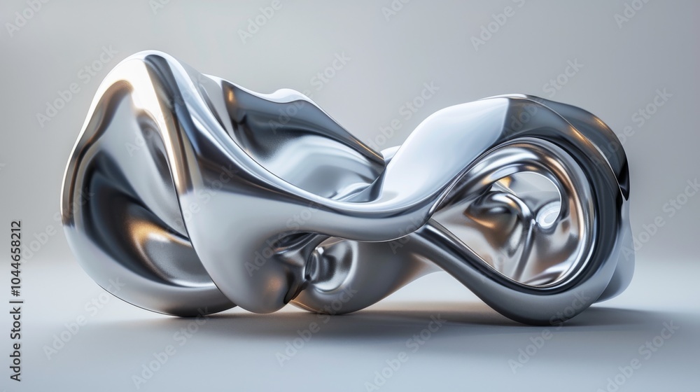 3d render of abstract art with surreal 3d organic ball in curve wavy ...