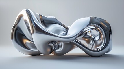 Wall Mural - 3d render of abstract art with surreal 3d organic ball in curve wavy smooth and soft bio forms in ma