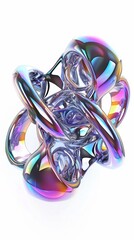 Wall Mural - 3d render of abstract art with surreal 3d organic ball in curve wavy smooth and soft bio forms in ma