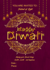 Wall Mural - Shubh Deepawali Diwali Invitation Template Corporate ,happy diwali invitation card design