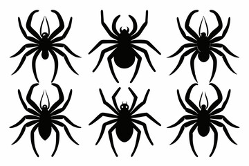 Wall Mural - set of black spider silhouette, spider icon vector bundle, halloween spider set