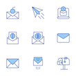 © Blockfine - Mail icons set. Line Duotone style, editable stroke. bitcoin, email, paper plane, postbox, mail, message