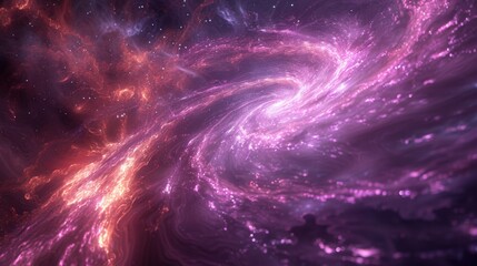 Wall Mural - Purple and black swirly space with stars and a bright light