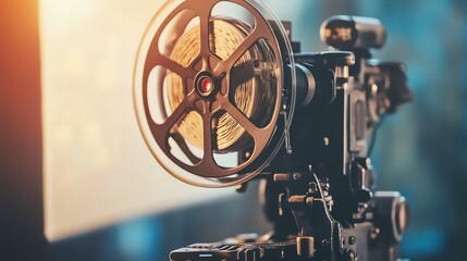 Vintage film projector, isolated background