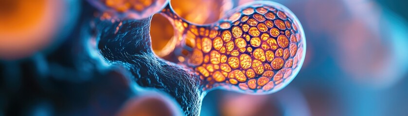 Wall Mural - ** .abstract macro image of glowing organic cells with vibrant colors and intricate patterns in a fu
