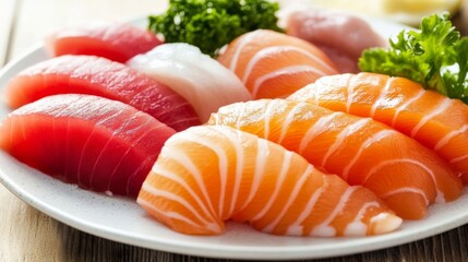 Sticker - Elegant Sashimi Selection with Vibrant Colors on Table