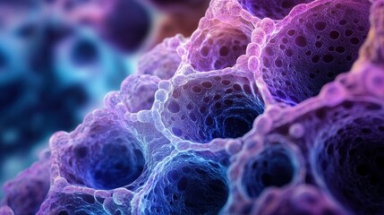 Wall Mural - ** close-up of vibrant microscopic cells with intricate patterns and vivid colors in a scientific an