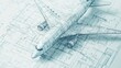 © 69 - Engineering blueprint zoomed in on aerospace parts, demonstrating advanced technology and innovation in aircraft design