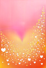 Wall Mural - pink, yellow and orange gradient background with small hearts and empty space