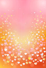 Wall Mural - pink, yellow and orange gradient background with small hearts and empty space