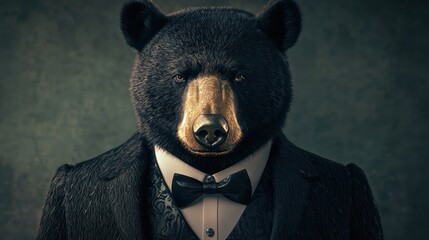 A stylish black bear presenting a modern, sophisticated appearance.