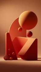 Poster - Exploring minimalist abstract forms a harmonious composition of shapes and colors in a warm palette