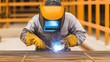 © GreenMOM - A skilled worker performing welding in a construction site, showcasing precision and safety in metal fabrication.