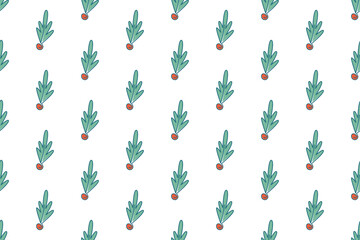 Sticker - Botanical seamless pattern background with herbs and plants, flowers and leaves