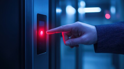 Elevator button pressed in modern setting