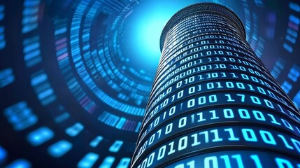 This 3D rendering of the digital binary code matrix background conveys the complexity of connectivity and the data flood of the modern digital era.
