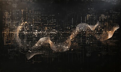 Abstract digital grid with flowing lines.