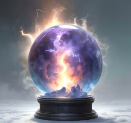 Illustration of magic ball with flame fire effect.