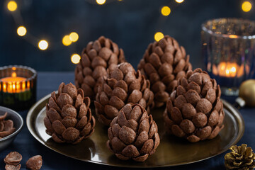 Wall Mural - Christmas edible chocolate brownie pine cones