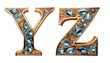 © su - Y-Z Jewel texture letters Y Z isolated on white background luxurious typography
