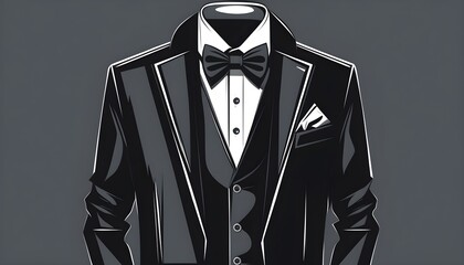 Elegant tuxedo design featuring a mans jacket and bow tie in a modern vector illustration style created by generative AI