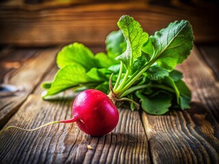 Fresh Green Radish on Wooden Table with Copy Space for Text, Organic Vegetables, Healthy Eating, Farm to Table, Green Produce, Nutrition, Cooking Ingredients, Freshness