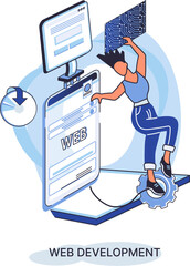 Wall Mural - web development metaphor, coding and programming responsive layout internet site or app of devices. 