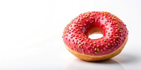 Silhouette of a Pon de ring strawberry donut isolated on a white background