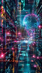 Wall Mural - sophisticated digital illustration of neural networks and ai for scientific exploration themes