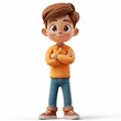 © PStyle - Charming 3D Cartoon Character of a Smiling Boy Standing Confidently with a Relaxed Pose