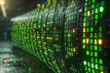 futuristic digital data stream with binary code for technology and innovation concepts