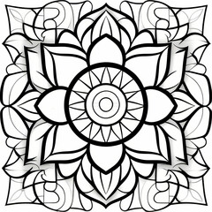 Mandala pattern Coloring book wallpaper design art. tile pattern greeting card sticker lace pattern and tattoo, yoga design. mandala illustration. on white background