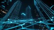 © Mnt - Futuristic cityscape with neon lights and digital connections, showcasing technology and innovation in an urban environment.