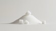 © DREAMERLYN STUDIO - A pile of white granulated sugar with a few sugar cubes scattered around, set against a plain white background for a minimalist look.