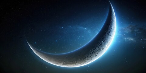 Wall Mural - simple crescent moon with leading lines in space