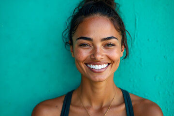 A smiling woman with a bright smile on her face