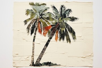 Poster - Palm tree painting plant art.