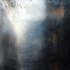 Close-up of scratched metal surface texture with light reflections.