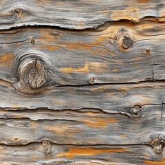 Close-up of weathered wooden texture with knots and grain patterns.