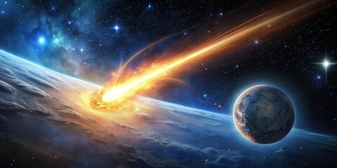Wall Mural - simulation of a meteorite impact in galaxy with minimalist design