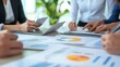 © Charoen - business meeting, business team engaged in a productive meeting, reviewing data and charts illustrations