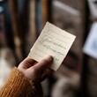 © Lensora - Hand Holding a Vintage Note with Handwritten Text