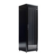 © samitha - An empty tall black server cabinet with a glass window on an isolated background