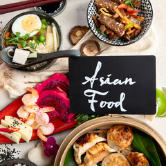 Wall Mural - Various of asian meals. Asian food concept.