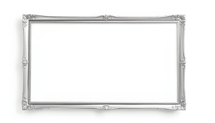 Silver frame mockup isolated with white highlights, png