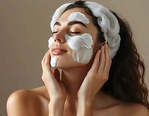 Woman Enjoying a Relaxing Facial Skincare Routine