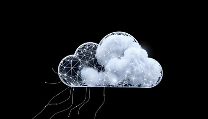 Wall Mural - 3d illustration, concept image. embossed mesh representing internet connections in cloud computing i