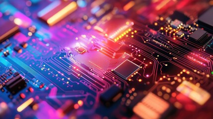 Futuristic circuit board technology processing background