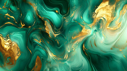 Abstract Green Gold Swirl Marble Background Illustration